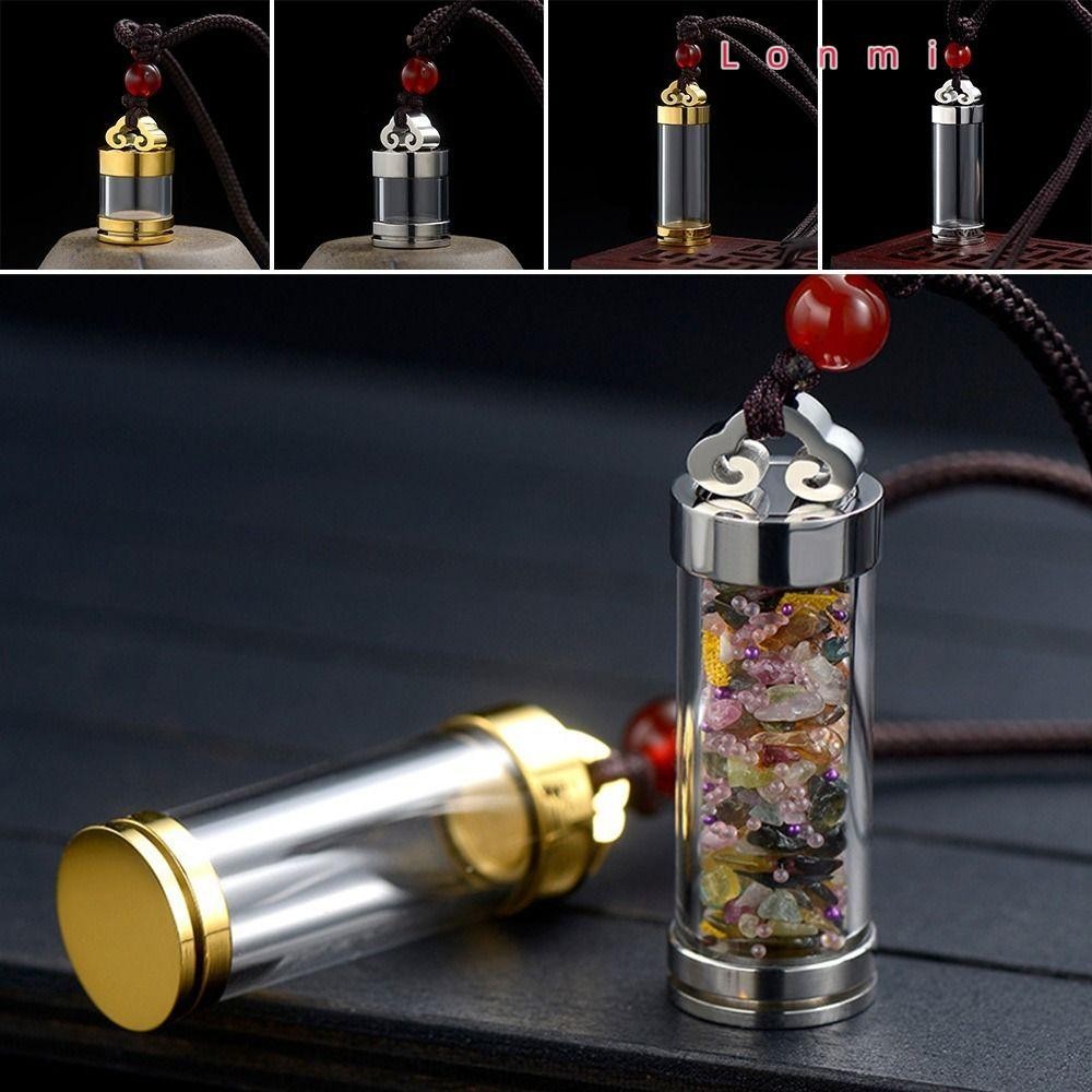 Lonmi น้ําหอม Vial สร้อยคอ, Gold Silver Aromatherapy Wishing ขวดจี้, เปิดโปร่งใส Essential Oil Diffuser Ashes Urn