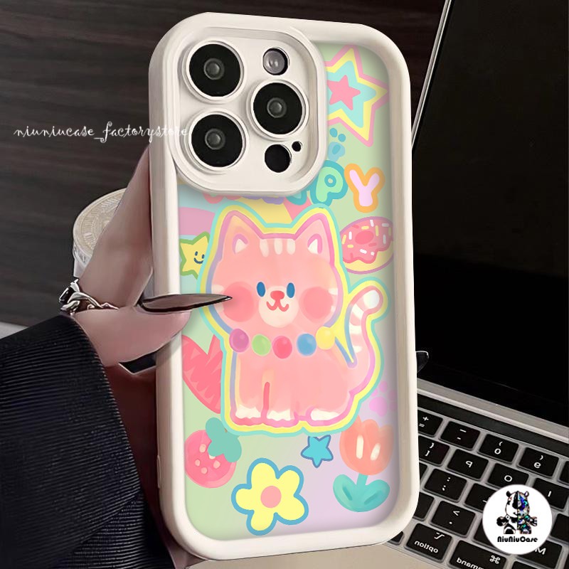 Cartoon Cat เคสไอโฟน11 เคสโทรศัพท์ For iPhone 11 12 13 14 15 Pro Max XR X XS Max 6 7 8 14 Plus SE เคส Soft Silicone Case