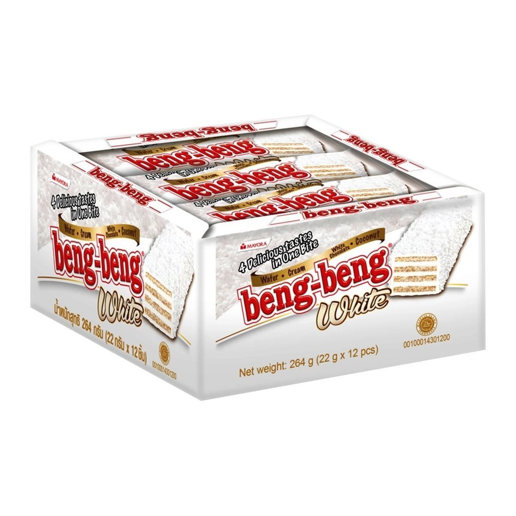[1 แพ็ค] Beng Beng เบง เบง ขนม เวเฟอร์ รส ไวท์ช็อกโกแลต 22 กรัม (แพ็ค 12 ชิ้น)