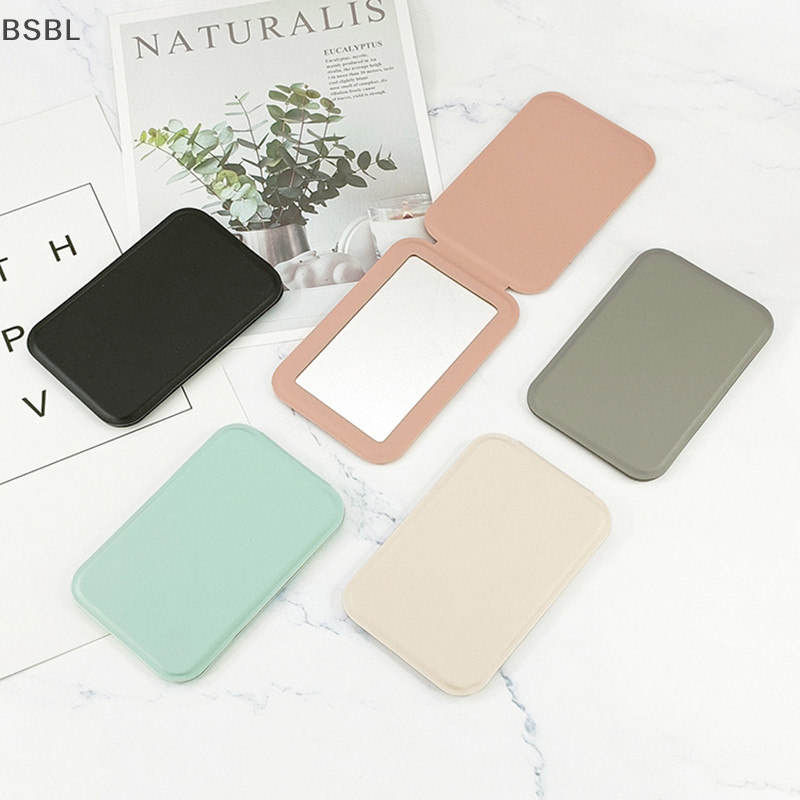 Bsbl หนัง Pu Edged กระจกพับแบบพกพารูปสี่เหลี่ยมผืนผ้า Ultrathin กระจกโต๊ะเครื่องแป้งพร้อมขาตั้งสําหรับการเดินทาง Camping Home BL