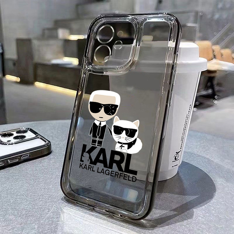แฟชั่น Karl Lagerfeld Cat สําหรับ iPhone 15 12 13 14 11 Pro Max XS X XR 7 8 14 15 Plus SE 2020 12 13 Mini Cool Dog K-Karls โปร่งใส Space Soft Cover