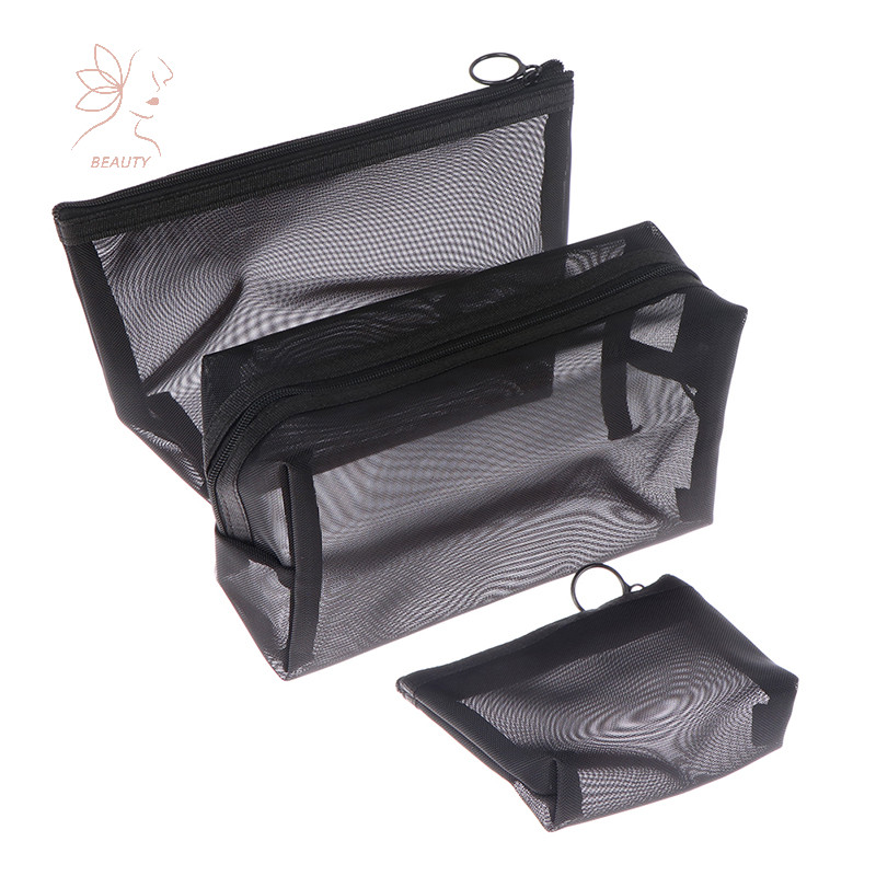 [maybeauty ] Mesh Makeup Case Organizer Storage Pouch Zipper Toiletry Travel Cosmetic Bag {TH }