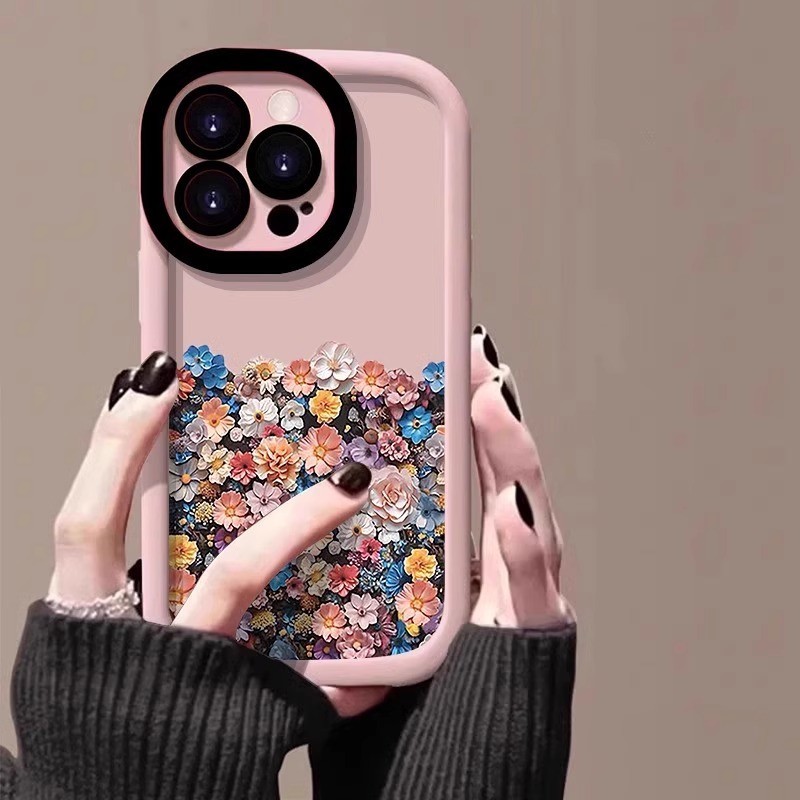 ใช้งานร่วมกับสําหรับ iPhone 15 14 13 12 11 Pro MAX X XR XS MAX 7 8 Plus ครึ่งหน้าจอดอกไม้ minimalist และ high-end เคสโทรศัพท์นุ่ม