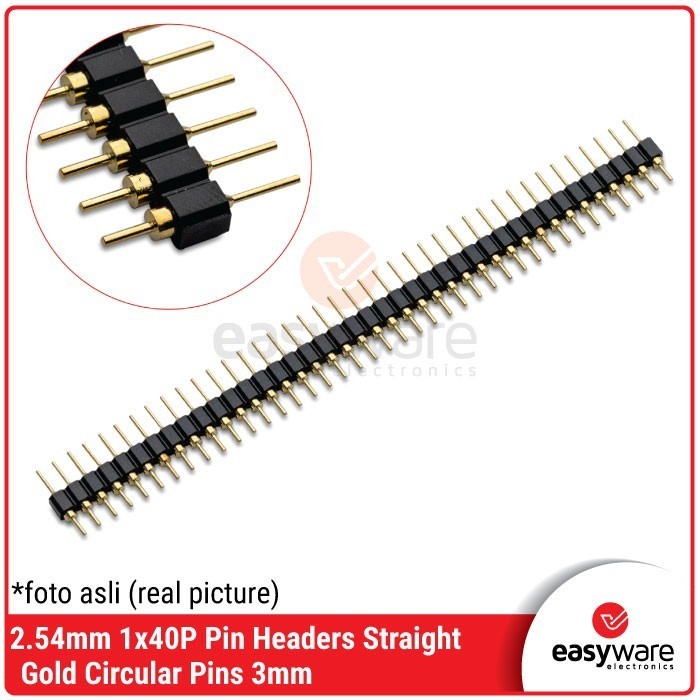 DC99 1x40 Pin Header 1x40 Pin ชายตรง Circular Pin Header รอบ Pin ทอง
