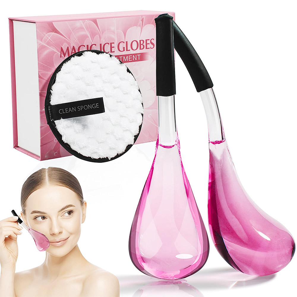 Deciniee Facial Ice Globes Ball Eye Roller ผิวเครื่องมือนวดหน้าเจลร้อนเย็น Ice Globes สําหรับ Face Eye คอนวด Skin Care เครื่องมือ 2PC