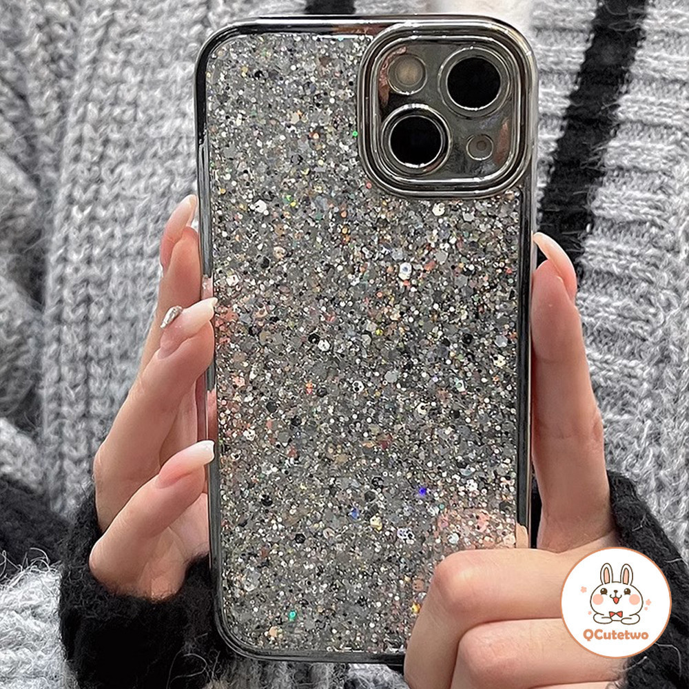 Glitter ชุบเคสโทรศัพท ์ สําหรับIPhone 11 13 14 12 Promax 15/14 Plus XR XS Shinnyกันน ้ ําเลนส ์ ป ้ องกันปกหลัง
