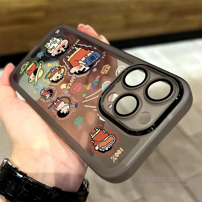 Iphone 15 14 13 12 11 Pro Max X Xr Xs Max 7 8 Plusเคสโทรศัพท์การ์ตูนCrayon Xiaoxinเลนส์ป้องกันSoft Clear Cover