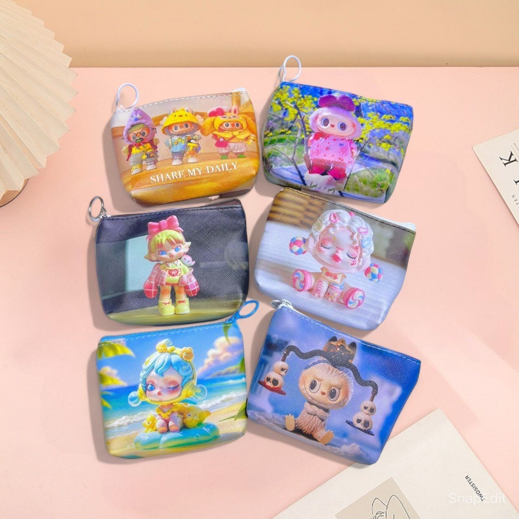 กระเป๋าใส่เหรียญ ใส่แบงค์ 1ชิ้น ลายลาบูบู้ ลายการ์ตูนน่ารักๆ ใส่เหรียญได้เยอะ พร้อมส่งจากไทย