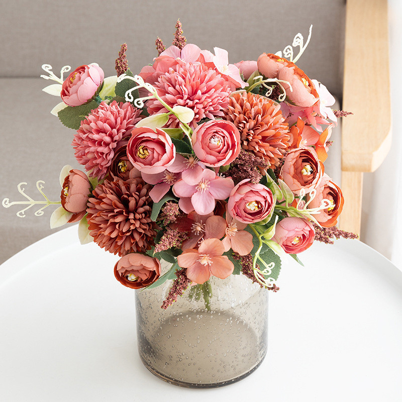 Ins สไตล์ประดิษฐ์ Rose Peony Daisy ดอกไม้ช่อดอกไม้เจ้าสาวสําหรับงานแต่งงานตกแต่งบ้านดอกไม้