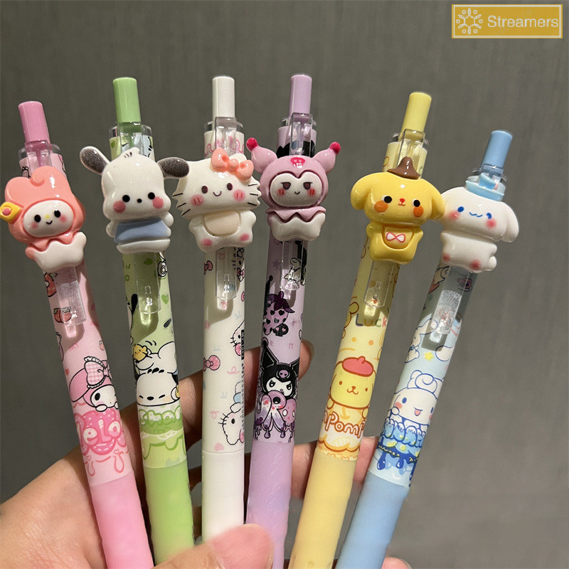 {Streamers} 3 ชิ้น/เซ็ต Kawaii Sanrio Hello Kitty Cinnamoroll Kuromi 0.5 มม.ปากกาเจลน่ารัก Wrig ปากกาการ์ตูนโรงเรียนนักเรียนเครื่องเขียนอุปกรณ์ของขวัญใหม่