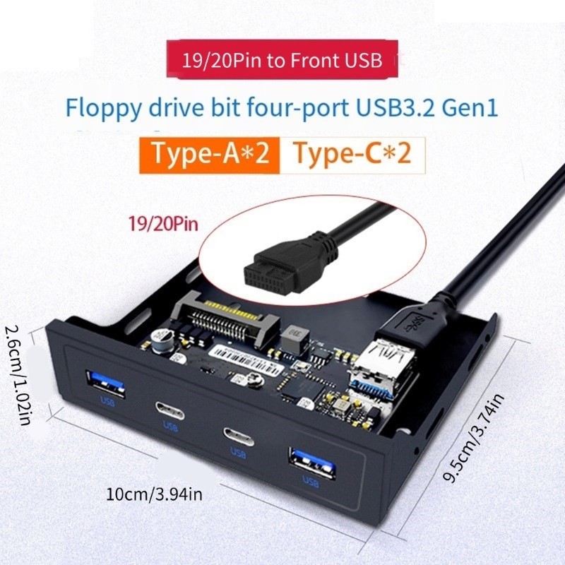Bt 19 20Pin USB แผงด้านหน้าความเร็วอย่างรวดเร็วสําหรับเดสก์ท็อป PC 3 5 นิ้ว Floppy Drive Bay