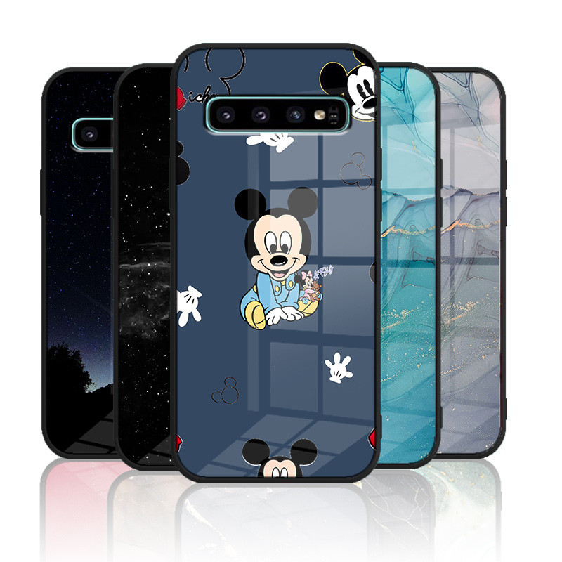 ปลอกแก้ว Samsung galaxy s10 / s10 plus เคสกระจกนิรภัย Hard ฝาหลัง Soft Silicon Edge