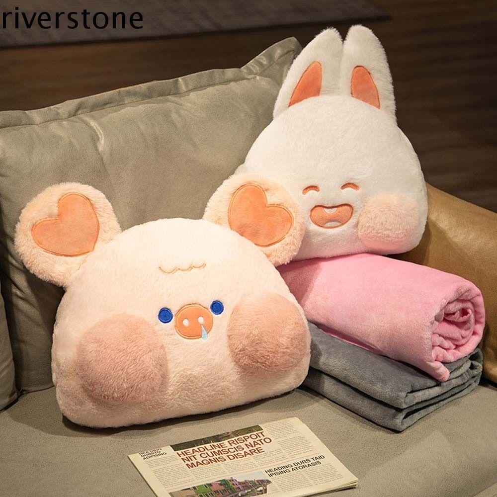 Riverstone มือหมอนอุ่นหมู Plush ลูกแมวน่ารักกระต่ายตุ๊กตาหมอนหมียัดไส้ของเล่น Dudu Face สัตว์ตุ๊กตาหมอนกลับโซฟาเบาะ Nap หมอน Dudu ตุ๊กตาแมว