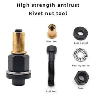 GROVEZY 11 ชิ้น/เซ็ต Hand Rivet Nut, Mandrel Staple สําหรับ Rivet Nut ไฟฉายคู่มือ Riveter เครื่องมือ,พร้อม Nuts M3 M4 M5 M6 M8 M10 ติดตั้งง่ายหัว ชุดเครื่องมือ