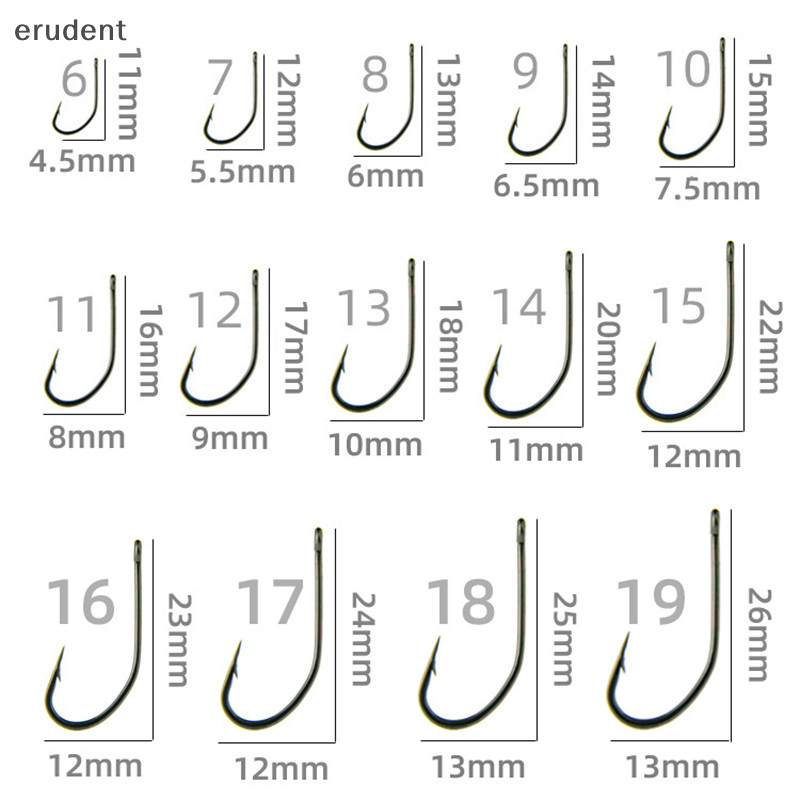 Erudent 100 ชิ้น Boxed Tube Maruse Hooks สีดําเหล็กคาร์บอนสูง Coon และ Sea Fishing Hooks พร้อมแหวนและ Barbed ลวดใหม่