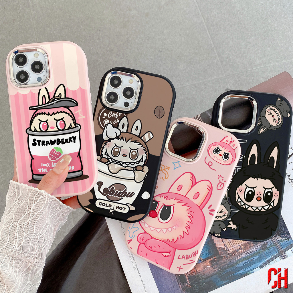 สําหรับ Infinix Tecno Spark 8C 9 20 20C 10C Go 2023 10 4 5 GT10 PRO 10PRO 5Pro Infinix Hot 30i 20S 10S 30 40 20 40i 8 9 การ์ตูนน่ารัก Labubu ชุบเลนส์โลหะ TPU ซิลิโคนเคสโทรศัพท์