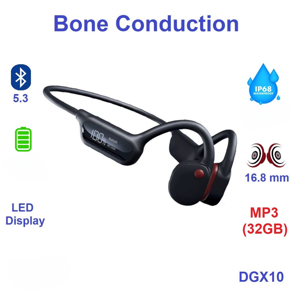 Polvcdg DGX10 หูฟังบลูทูธ bone guided หูฟัง 32GB MP3 เครื่องเล่นบลูทูธ 5.3 IP68 หูฟังว่ายน้ํากันน้ําหูฟังไร้สาย