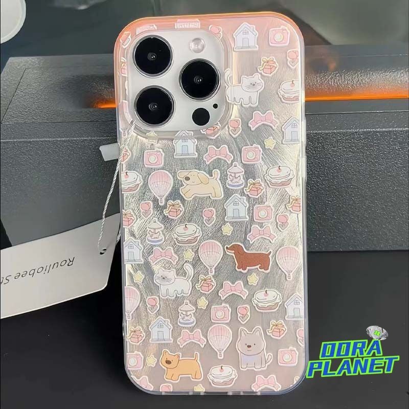 สัตว์ของเล่นสติกเกอร์เคสโทรศัพท์สําหรับiphone 15 15PLUS 14 12 14PROMAX XSMAX 13 11PROMAX SE2020 X XR 7PUS 8PLUS XS 13MINIไล่โทนสีสีFeatherเงินพรีเมี่ยมกรณี