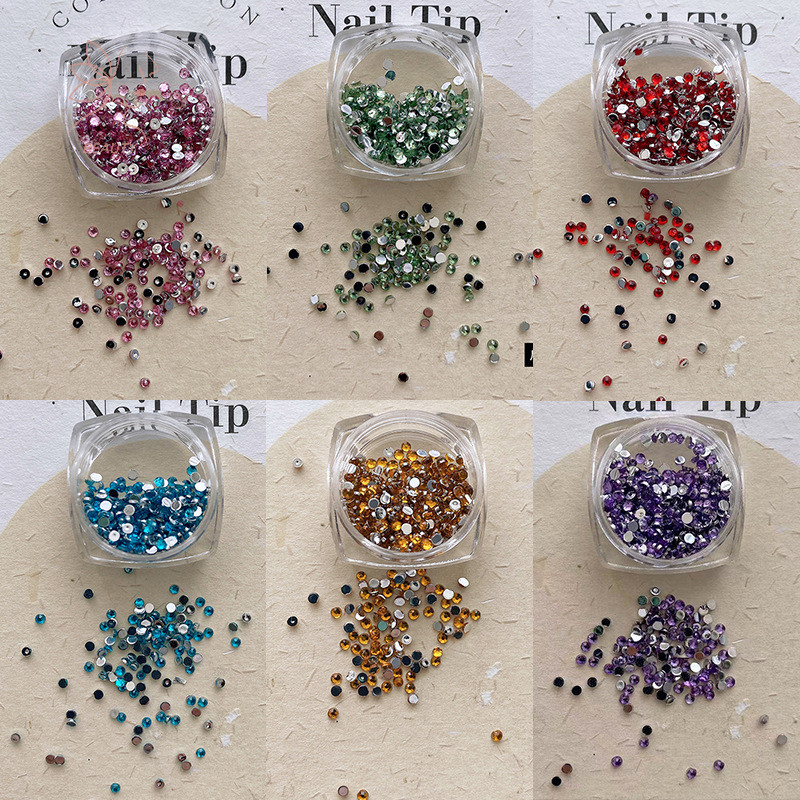 [maybeauty] 1 กล่อง AB คริสตัลเล็บ Rhinestones ด้านล่างแบนคริสตัลใสเพชรอัญมณี DIY ตกแต่งเล็บ Strass หิน {TH}
