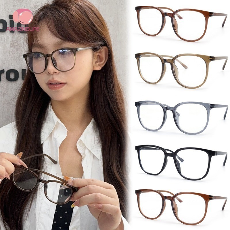 ผู้หญิงสาวแฟชั่นรอบกรอบสี่เหลี่ยมขนาดใหญ่ป้องกันแสงสีฟ้าแว่นตา-ที่เรียบง่ายโปร่งใสสีเทาสีดําหลายสีแว่นตา-แว่นตาอุปกรณ์เสริม