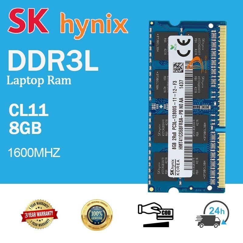 [24H Sent] Sk Hynix DDR3L 8GB แรมหน่วยความจําแล็ปท็อป โน้ตบุ๊ก 2RX8 DDR3L1600MHz PC3L-12800 SODIMM สําหรับโน้ตบุ๊ก