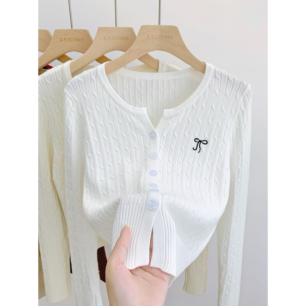 Twistถักเสื้อสเวตเตอร์ถักผู้หญิงสไตล์ใหม่slim-fit Slimmerดูทั้งหมด @