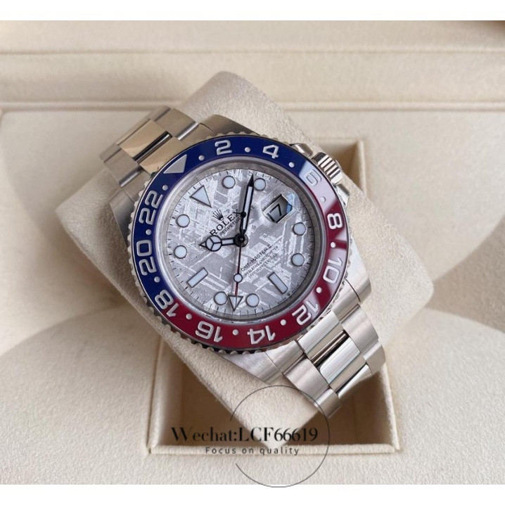 หน้าปัดเถ้าภูเขาไฟ ROLEX GMT-Master II สายสแตนเลสแฟชั่นหรูหรา นาฬิกาอัตโนมัติสำหรับผู้ชาย นาฬิกาข้อมือหรูหราเบา นาฬิกาข้อมือผู้ชายหรูหราและหลากหลาย