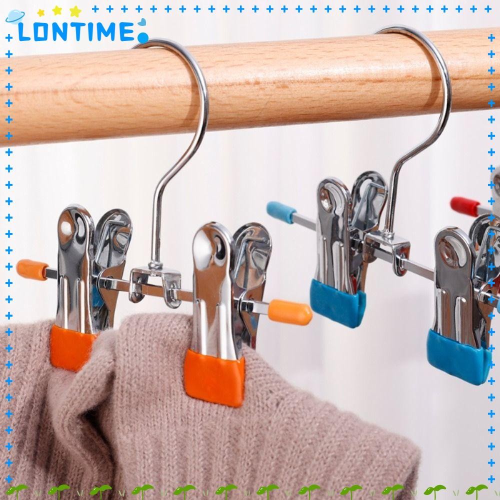 Lontime คลิปหนีบกางเกงสแตนเลส, ที่วางบูต หมุดเสื้อผ้า คลิปหนีบตากผ้า, แบบพกพา 360° ชั้นเก็บของในบ้านแบบปรับได้กันลื่นแบบหมุนได้สําหรับใช้ในครัวเรือน
