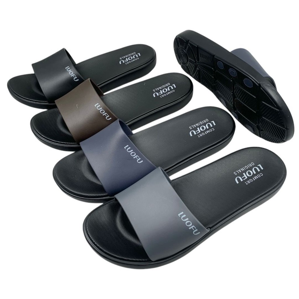 LUOFU รองเท้าแตะยางเคลือบด้านธรรมดาของผู้หญิงนําเข้า E7172-BRSH4W (AB2)