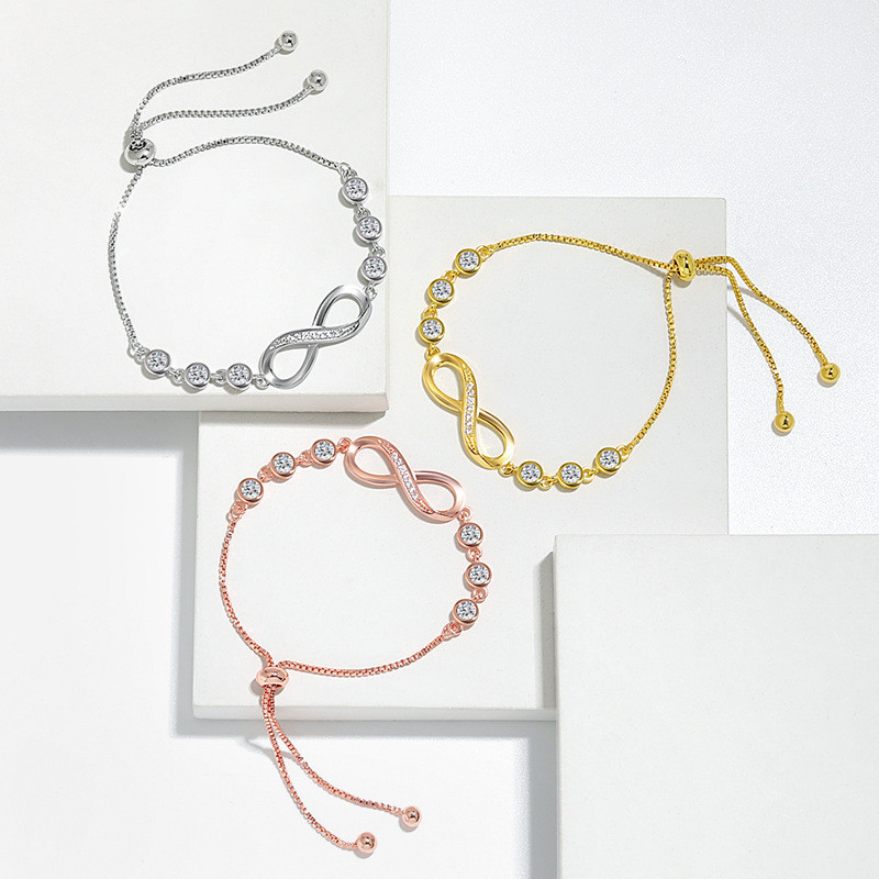Jewelry สร้อยข้อมืออินฟินิตี้ สร้อยข้อมือแพลทินัม สร้อยข้อมือผู้หญิง ปรับได้ มี 3 สี
