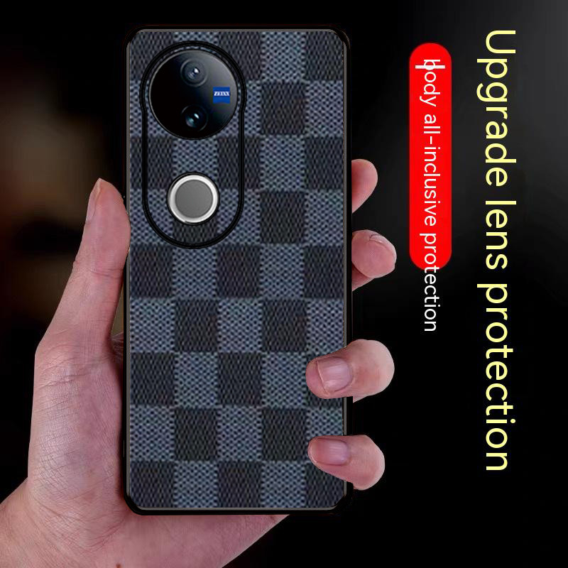 เคสสําหรับ Vivo V50 หรูหรา Checked Grain TPU Soft Edge เคสโทรศัพท์ป้องกันการตก