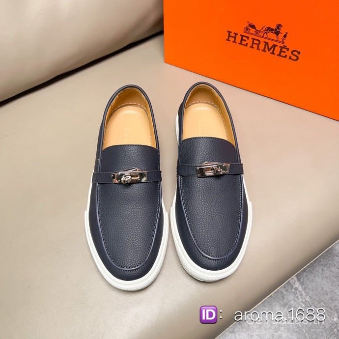 รองเท้า Hermes Kelly แบบมีหัวเข็มขัด รองเท้าลำลอง รองเท้ากีฬาผู้ชาย