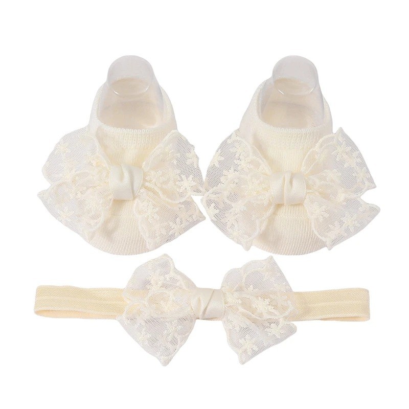 เด็กสาวน่ารักถุงเท้ากับชุดคาดศีรษะลูกไม้โบว์ถักเจ้าหญิงถุงเท้าสําหรับพรรค,งานแต่งงาน,เด็กอาบน้ํา - รูปที่ 6