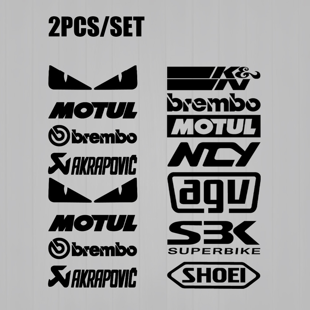 2 ชิ้น/เซ็ต Motul Brembo AGV AKRAPOVIC รถจักรยานยนต์สะท้อนแสงอุปกรณ์เสริมสกู๊ตเตอร์รถสติกเกอร์หมวกกันน็อก Decal