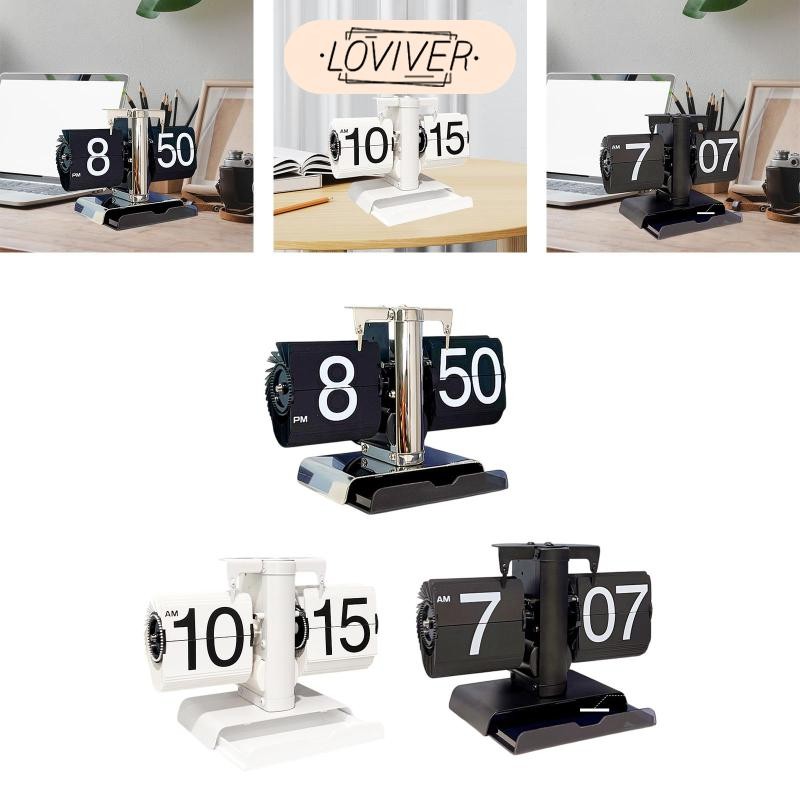 LOVIVER นาฬิกา นาฬิกาตั้งโต๊ะแบบกลไกดิจิตอลหน้าอัตโนมัติสําหรับห้องนอนโรงแรมคาเฟ่