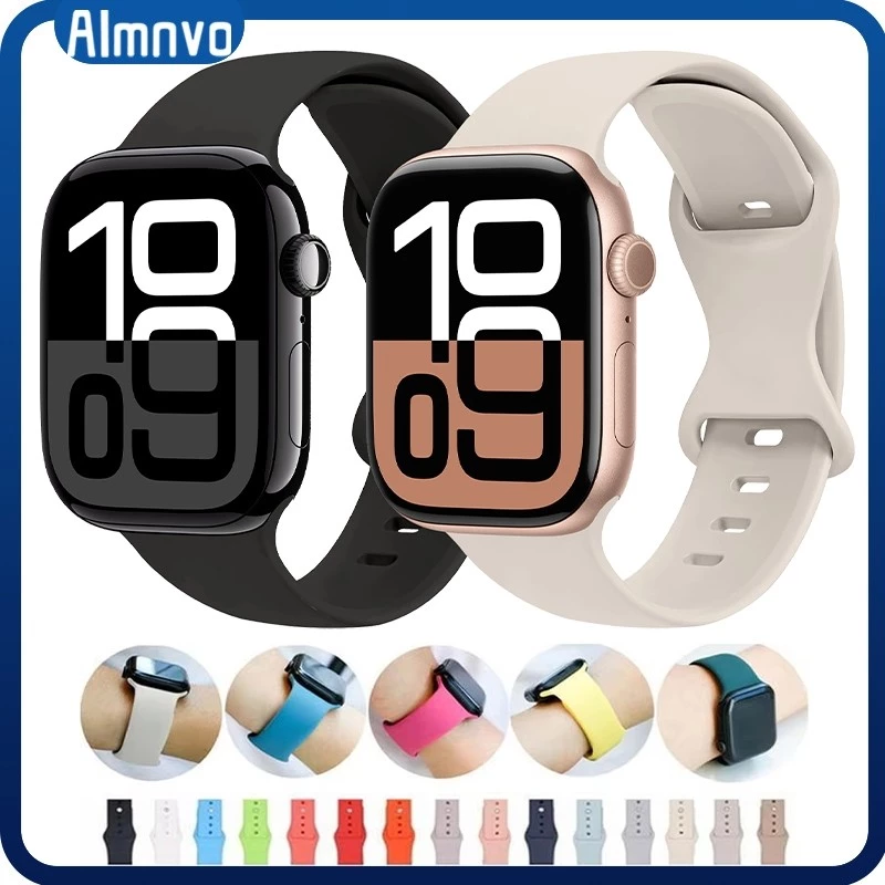 สายยางซิลิโคนกีฬา สายยางนุ่ม for Smart Watch Series 11 10 9 8 7 6 5 4 SE IWatch Ultra 3 2 49 มม 46 45 44 42 41 40 38 มม
