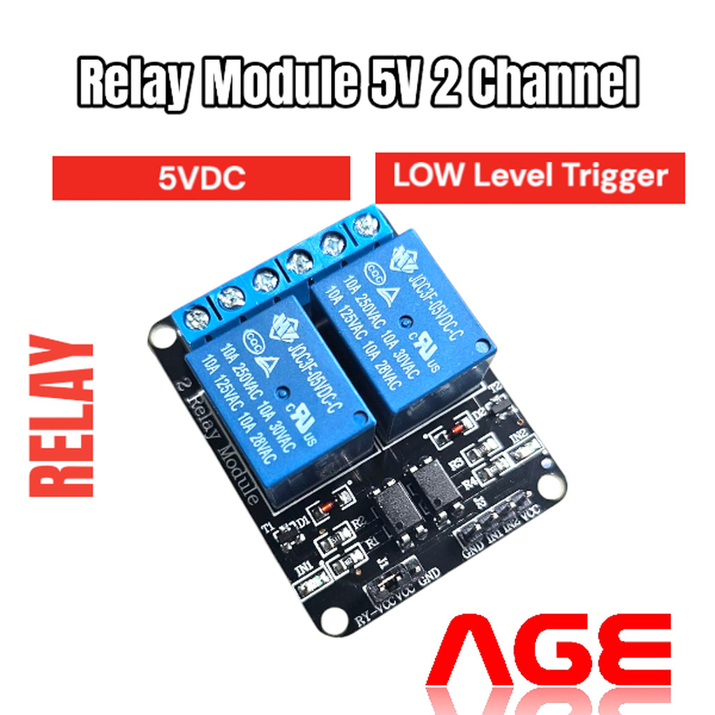 Relay module 5V 2 Channel Active LOW 250V 10A