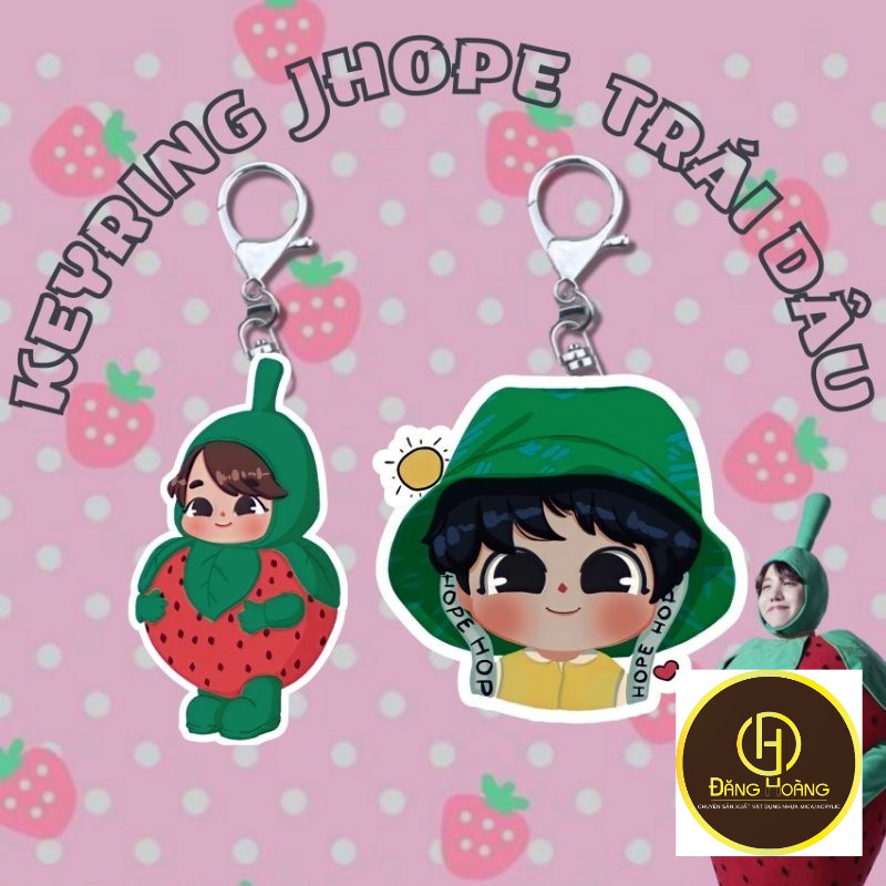 [WITH SEAL] STRAWBERRY JHOPE KEYRING 3CM - พวงกุญแจ JHope BTS น่ารัก