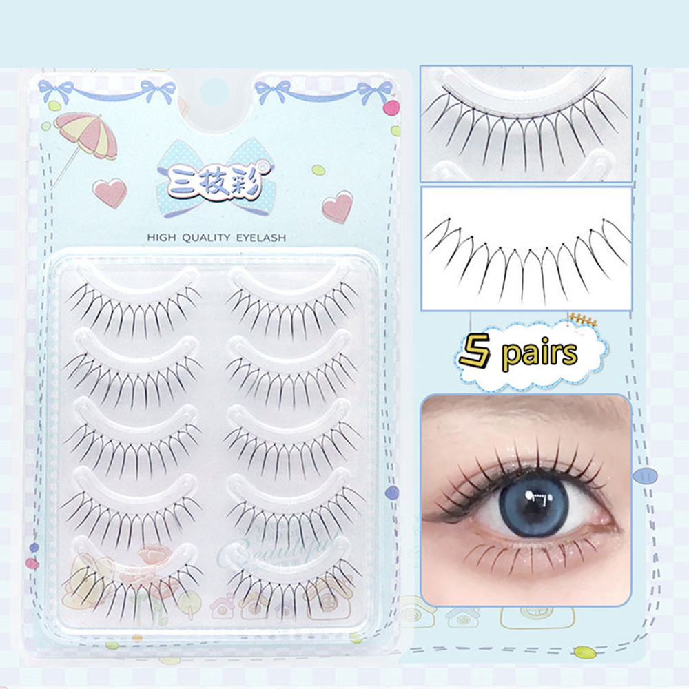 【Free Gift】5 คู่ขนตาปลอม U รูป Clear Stem ธรรมชาติ Wispy Reusable สไตล์เกาหลี Eye แต่งหน้า Lash Extension