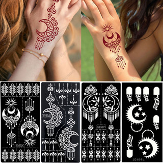 ดวงจันทร์ดอกไม้ออกแบบสักลายฉลุสําหรับรอมฎอนเทศกาลเฮนน่าสักแม…