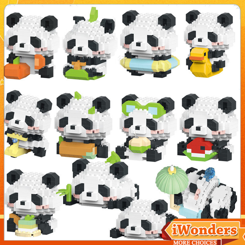 Panda Mini Building Blocks ชุดก่อสร้างบล็อกสัตว์รุ่นประกอบอิฐ DIY ของเล่นตกแต่งบ้านสําหรับสาวของขวัญ