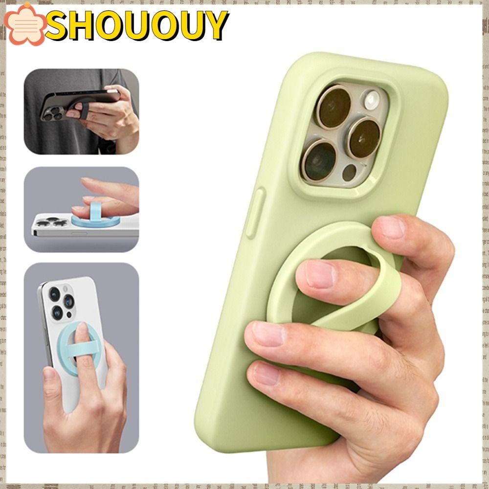 Shouuy Magnetic Phone Back Grip, สําหรับ Magsafe แผ่นโลหะแหวนนิ้วมือผู้ถือ,แบบพกพาดูดซับ Strong Anti-fall ซิลิโคนเหลวโทรศัพท์ Mount Universal