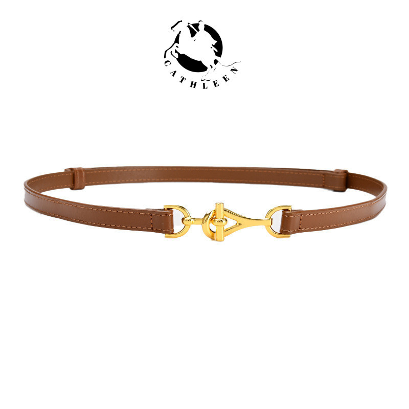 CATHLEENเข็มขัดหนังแท้ ปรับได้ แฟชั่นสําหรับผู้หญิง 100 ชิ้นเข็มขัด