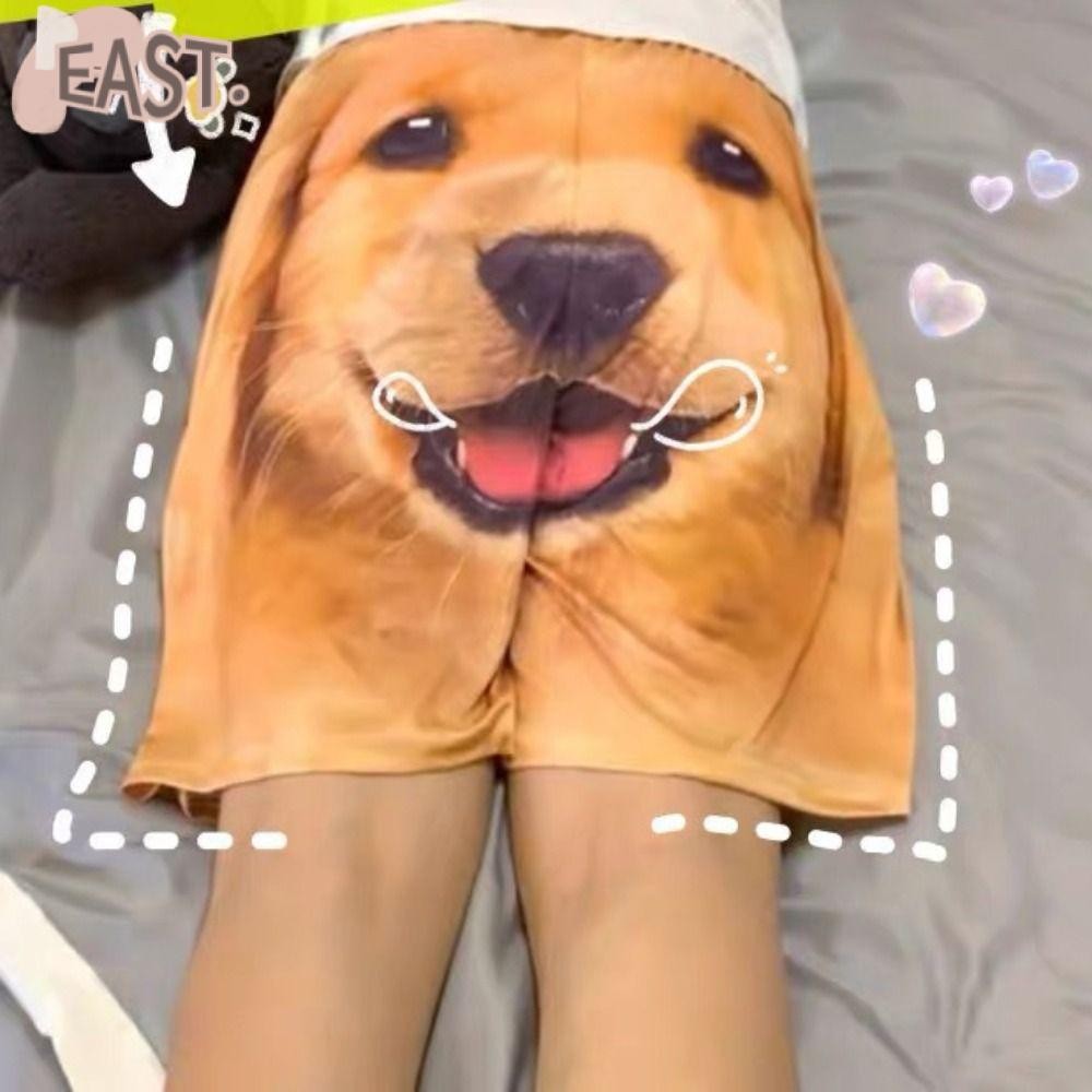 EASTS กางเกงขาสั้นหัวสุนัข Golden Retriever Husky Print กางเกงห้าส่วนคู่ กางเกงขาสั้นผู้ชายแห้งเร็ว คุณภาพสูง น่ารัก