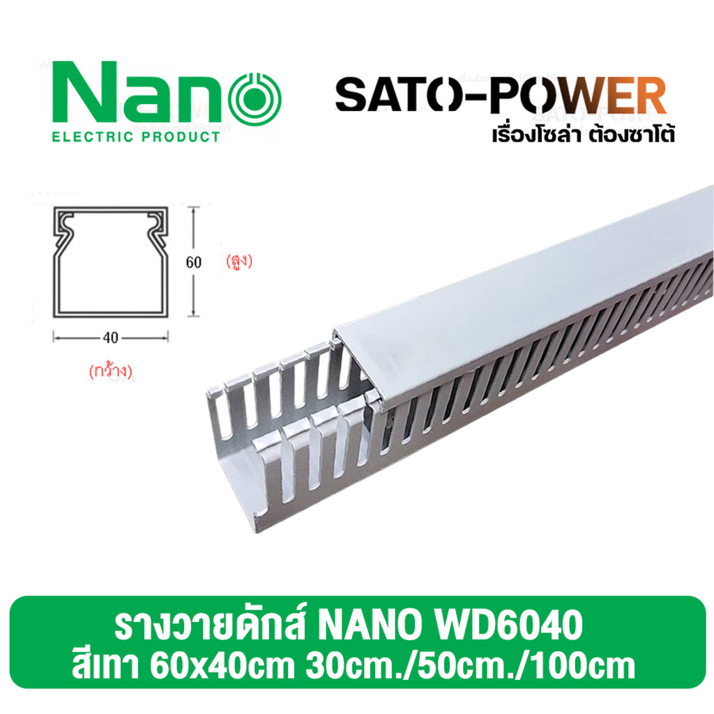 *รางวายดัก NANO WD6040NANO 60x40 ยาว 30ซม. 50ซม. 100ซม. รางเก็บสายไฟ สีเทา รางเก็บสายไฟแบบทึบ รางครอ