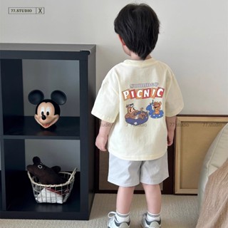 （พร้อมส่งจากกทม มาถึงใน 2วัน）เสื้อยืดเด็กชาย ผ้าฝ้ายแท้ แขนส…