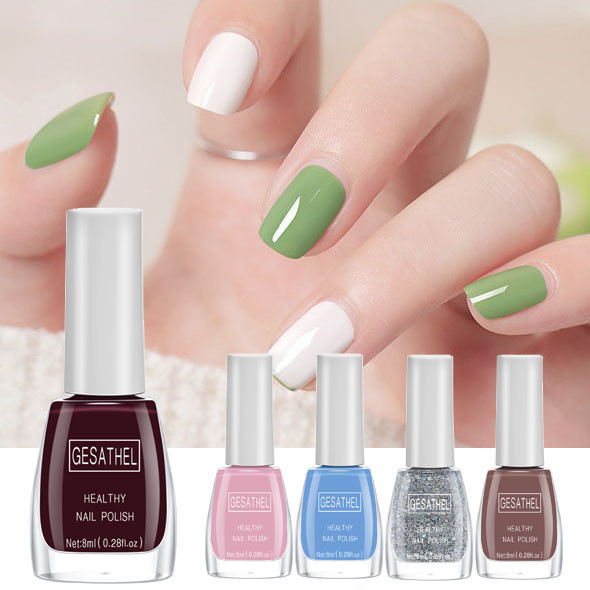 GESATHEL 8ML สีทาเล็บ ยาทาเล็บ สีทาเล็บลอกได้ กลิ่นหอม สีทาเล็บเจลไม่ต้องอบ แห้งเร็ว ปกป้องเล็บ