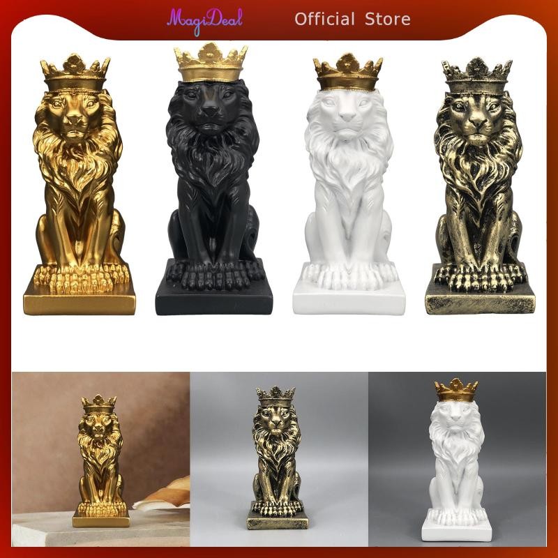 Magideal รูปปั้นสิงโตมงกุฎ ตกแต่งโต๊ะ งานฝีมือตกแต่ง สูง 14.5 ซม. สําหรับเคสโชว์ไฟ