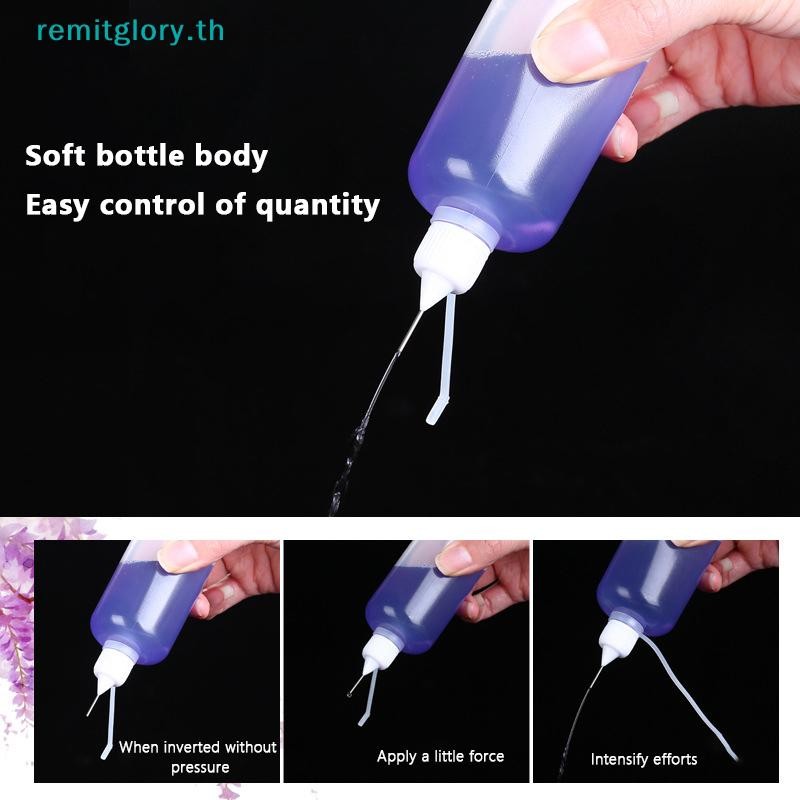Remitglory 2/5PCS 5ml 10ml 20ml 30ml 50ml 60ml 100ml พลาสติก PE Squeezable Tip Applicator ขวดรีฟิล Dropper พร้อมเข็มเคล็ดลับ Caps สําหรับกาว TH