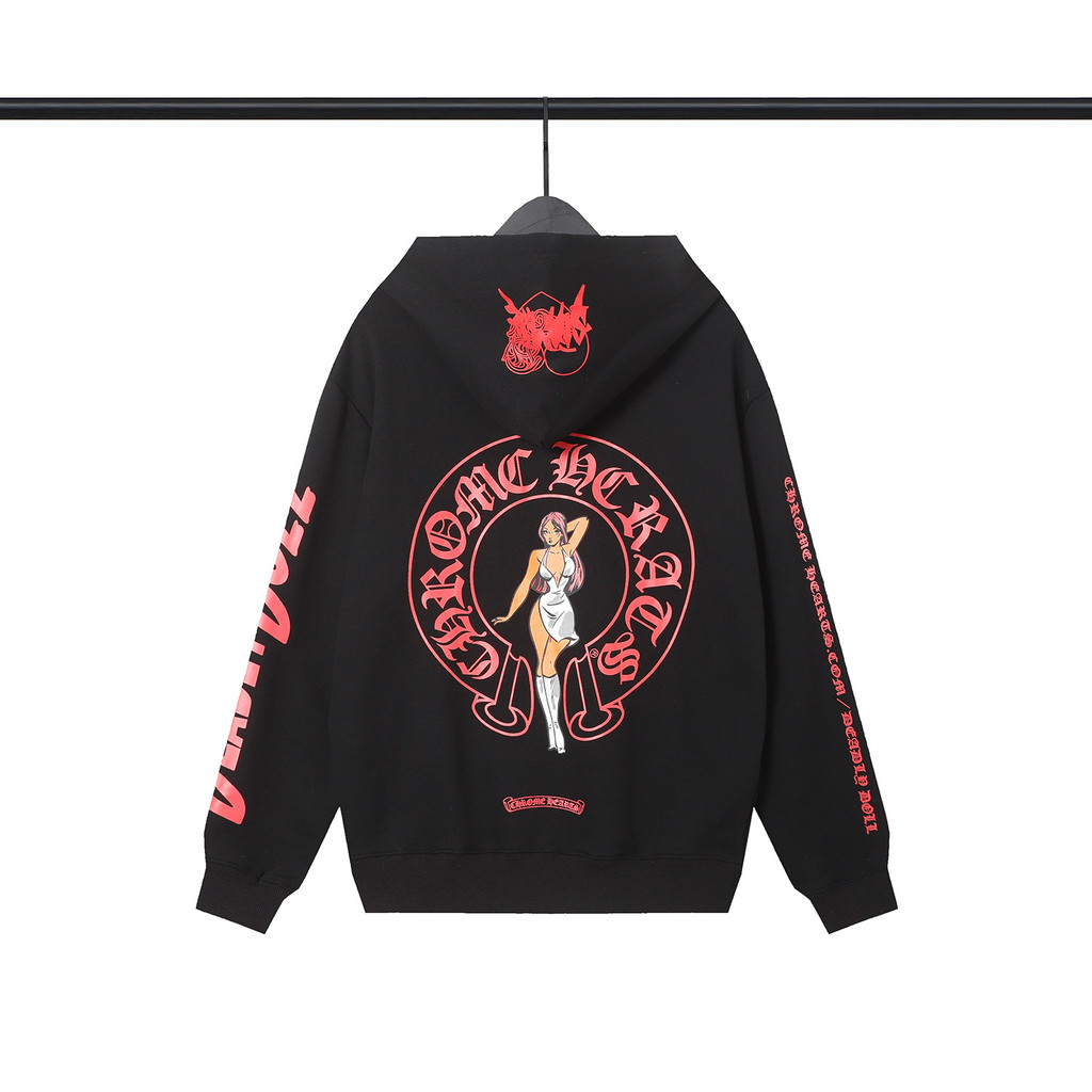 Chrome Hearts Red Printed Horseshoe Hooded Hoodie